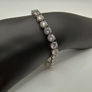 Sterling Silver Bracelet with Colorless Gemstones 8in.